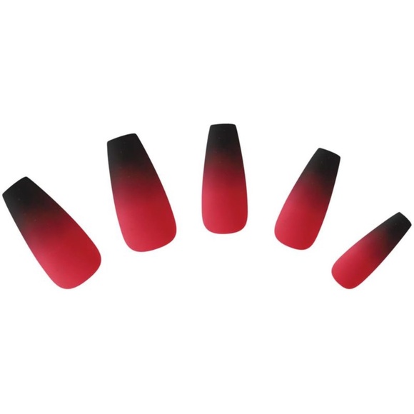 Quo Beauty Limited Edition Halloween Collection Red & Black Ombre Faux Nail Set - Picture 2 of 7